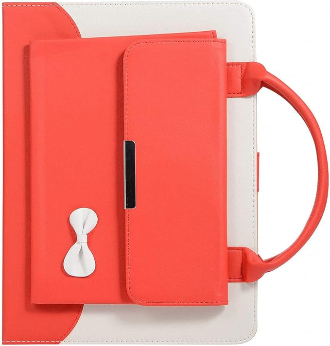 Handbag Case for iPad A16 11-inch 2025/10th Generation (2022), Techcircle Cute Bowknot Pocket [Magnetic Closure] Wallet Folio Stand Double Handle PU Leather Carrying Case, Auto Sleep/Wake, Red