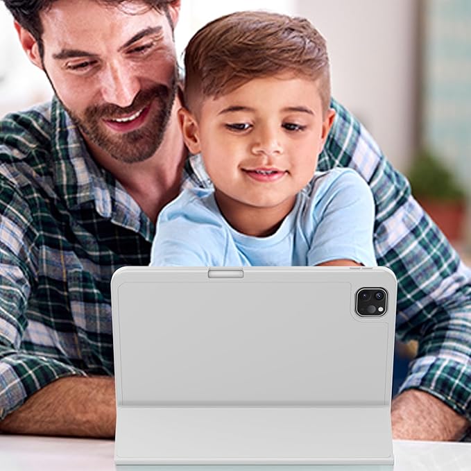 ZryXal iPad Pro 11 Inch Case (M5) 2025/ (M4) 2024 (Model: A2836/A2837/A3006), Trifold Stand Smart Cover with Pencil Holder and Soft TPU Back, Auto Wake/Sleep (New Light Gray)