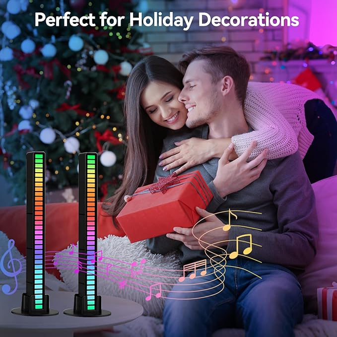Smart RGB Rhythm Light Bar with 32 LEDs, Music Atmosphere Rhythm Light with 18 Colors & 8 Dynamic Modes, USB Powered RGB Sound Control Light for Bedroom, Party, Gaming, and Car Decor