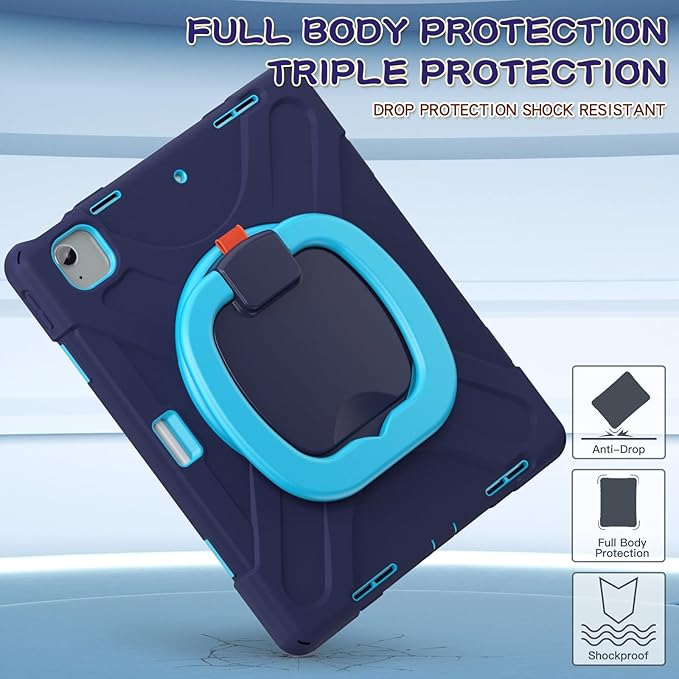 SCSVPN Case for iPad Air 13 inch M4 2026/ M3 2025/ M2 2024 & iPad Pro 12.9'' 6th/5th/4th/3rd Generation 2022 2021 2020 2018, Protective Cover with Pencil Holder-Stand-Handle-Shoulder Strap, Navy Blue