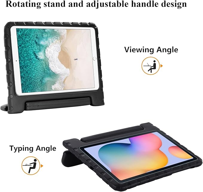 Kids Case for iPad Pro 10.5" 2017 & iPad Air 3rd Gen 10.5 inch 2019, with Rotating Handle/Stand Soft Shockproof EVA Drop Proof Lightweight Kids Girl Boy Kickstand Protective Cover,Black