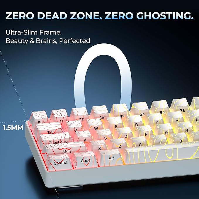OHY XVX HE68 60 Percent Gaming Keyboard,Hall Effect Magnetic Switches, CNC Aluminum Frame, Rapid Trigger Keyboard w Topographic IMD Keycaps, 8KHz Polling Rate, Adjustable Actuation,Hot-Swap-White