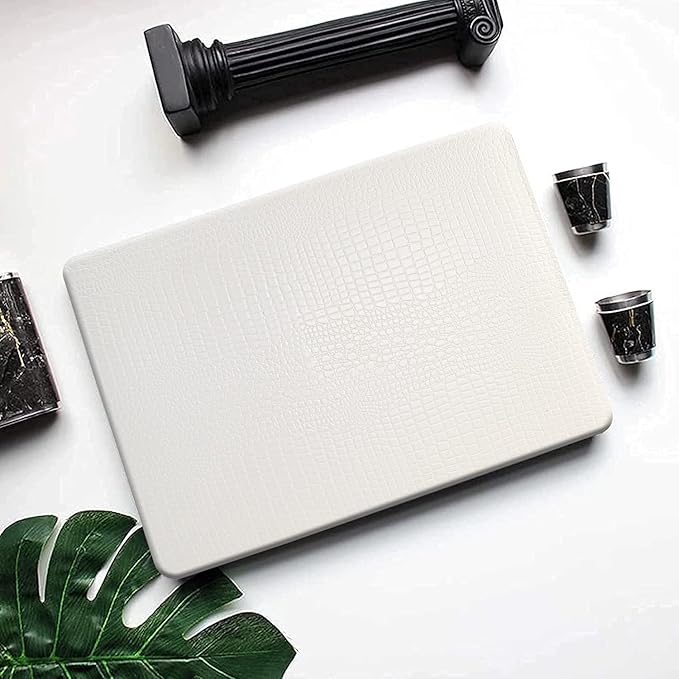 DTangLsm for Crocodile MacBook Air 15 inch Case 2026 2025-2023 M5 M4 M3 M2 A3448 A3241 A3114 A2941, Alligator Skin Textured PU Leather Hard Shell Cover for MacBook Air M5 15" Case+Keyboard Cover,White