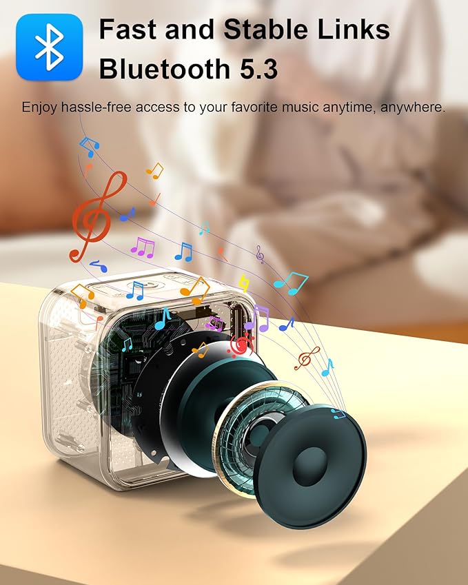 Portable Bluetooth Speaker, Wireless Speakers with LED Lights Built-in Mic Bluetooth 5.3, Portable Wireless Up to 10H Playtime, 8W Loud Sound Punchy Bass Small Speaker for Home/Party