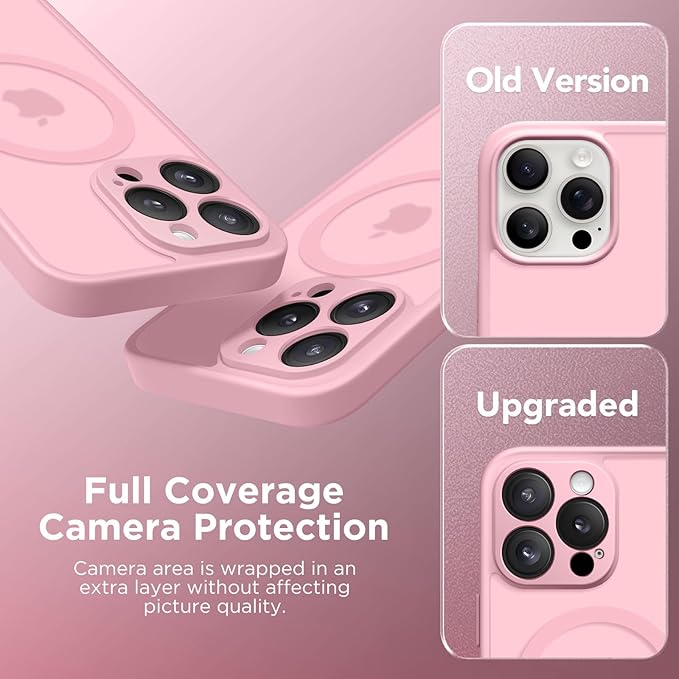 CAPRARO Magnetic Compatible with iPhone 16 Pro Max Case, Upgraded [Full Camera Protection] [Compatible with MagSafe] Protective Translucent Matte Women Phone Case Cover, Peach Pink