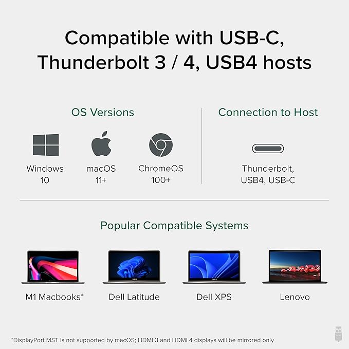 Plugable 14-in-1 USB C Docking Station | 4X HDMI Quad Dock with 100W Charging, HDMI Displays | Compatible with Windows, Thunderbolt (4X USB, 1x USB-C, Ethernet, SD Card, Audio) UD-3900C4