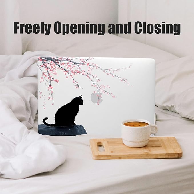 DTangLsm Compatible for MacBook Air 15 inch Case M5 2026 2025 2024 2023 A3448 M4 A3241 M3 A3114 M2 A2941, Clear Plastic Hard Shell Cover for MacBook Air 15 Laptop M5 Case & Keyboard Cover, Black Cat
