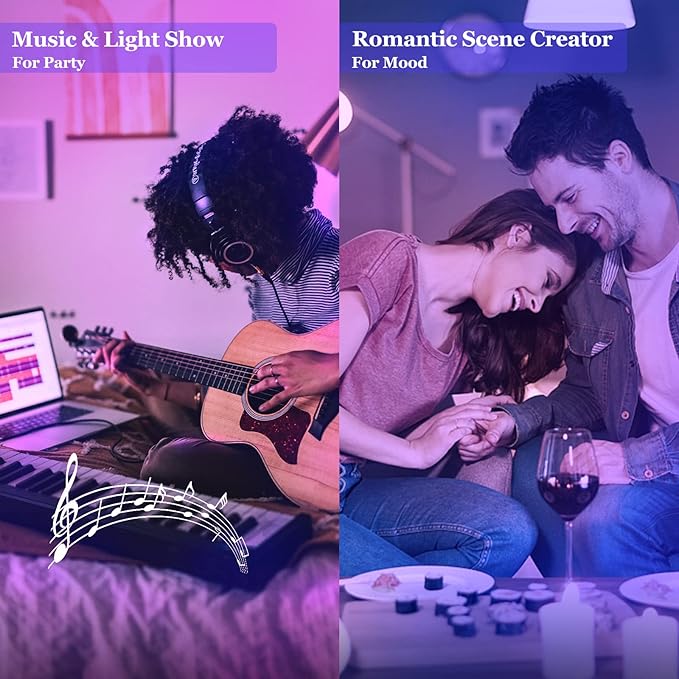 Smart Light Bulb, WiFi & Bluetooth 5.0, Works with Alexa Google Assistant, App Control, Color Changing LED Bulb,E26 800LM Dimmable RGB Lights, Smart Home Lighting, Dimmable, 1Pack