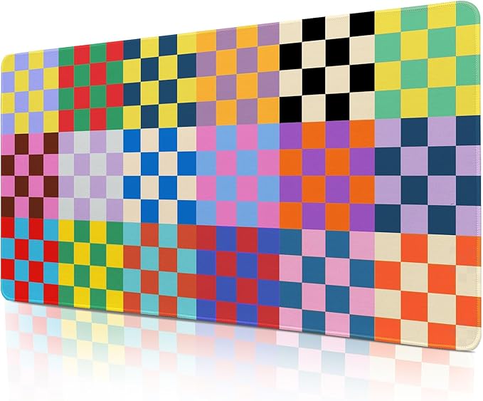 Lokigo Checkered Desk Mat, Large Mouse Pad for Desk, Anti-Slip Waterproof Big Mousepad, Cute DeskMatt for Desktop, Keyboard Mat for Computer Desktop (Retro Checkered)