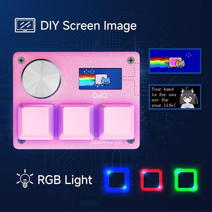 O3C Rapid Trigger Hall Effect Keyboard Suitable for OSU and Geometry Dash Rhythm Game Macro Keypad with Magnetic Linear Switches (Pink, Gateron KS-20 White Switch)