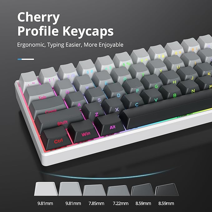 Guffercty kred Gradient PBT Key caps for Mechanical Keyboards, 135-keys Custom Minimalist Side Printed Double Shot Keycaps Cherry Profile for Gaming Keyboard (Polar)