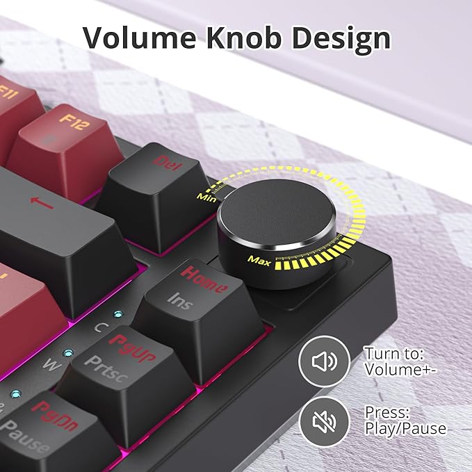 75% Gasket Mount Mechanical Keyboard - Wired, Custom Hot Swappable, RGB Backlit TKL Keyboard for PC & Laptop Gamers (Red Samurai)