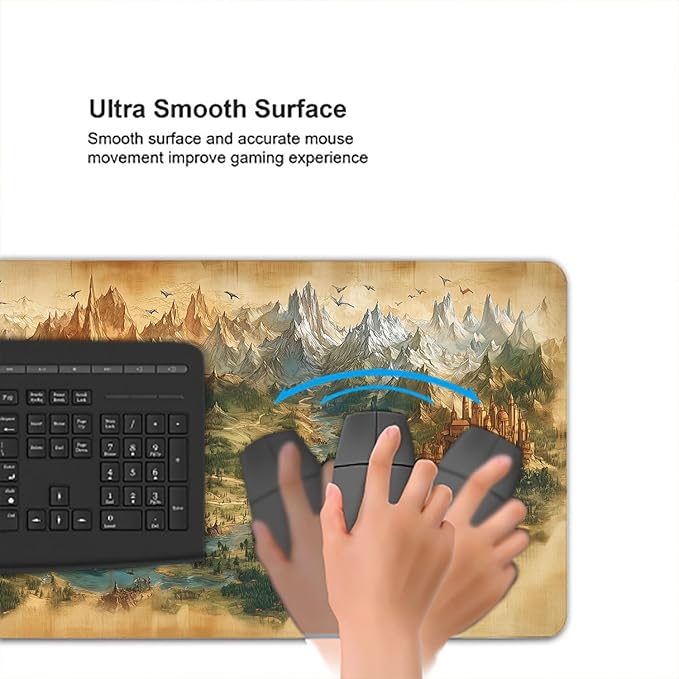 Game Map Gaming Mouse Pad Desk Pad Fantasy Treasure Map Ancient Scroll Mouse Pad Large Mousepad Extended Laptop Keyboard Mat Gaming Desk Pad Mouse Mat Office Computer Keyboard Laptop Home 35.4"x15.7"