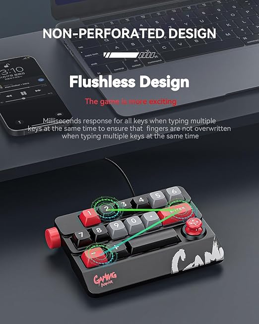 Numeric Mechanical Keyboard with Right Joystick, One Handed Keyboard Fully Programmable for Knobs and Keys, Rocker Knobs for OSU Keypad, Hotswap Keypad with RGB