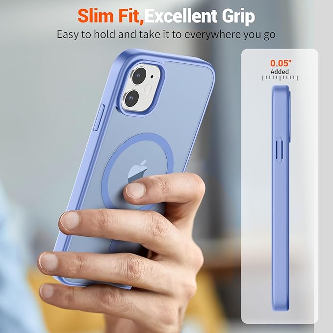 SUPFINE Magnetic for iPhone 11 Phone Case (Compatible with MagSafe)(Military Grade Drop Protection) Translucent Matte Shockproof Phone Cover,Blue Purple