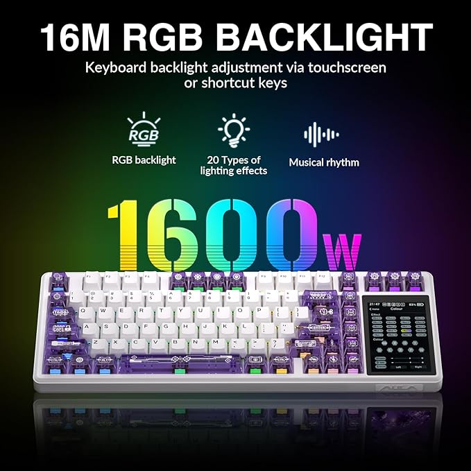 Aula L99 Wireless Mechanical Keyboard with Smart Touch Screen,Tri-Mode Hot Swappable Custom Gaming Keyboard,RGB Backlit,PBT Keycap,Gasket Mount Creamy Sounding Computer Keyboards for Office PC,84 Keys