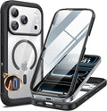 Miracase for iPhone 17 Pro Case 6.3", Full-Body Bumper Military Drop Protection Outdoor Phone Case with Built-in Glass Screen & Full Camera Protector,Camera Control,Compatible with MagSafe,Black