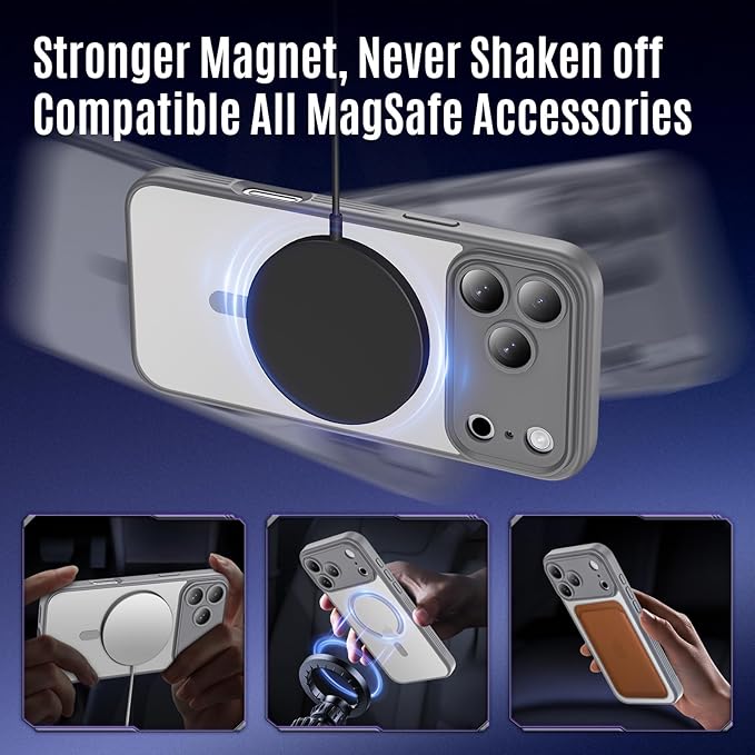 Symcele Designed for iPhone 17 Pro Max Case, Compatible with MagSafe, [Camera Protection] [15FT Military Drop Protection] Shockproof Translucent Matte Anti-Slip Phone Case, 6.9", Natural Titanium