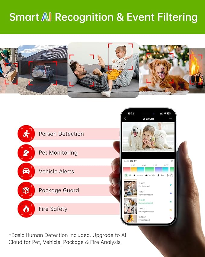 SYMYNELEC 2K Solar Security Cameras Wireless Outdoor 2-Pack, No Monthly Fee, Home Security System with Color Night Vision, Person Detection, Waterproof, Compatible with Alexa, 2.4GHz WiFi