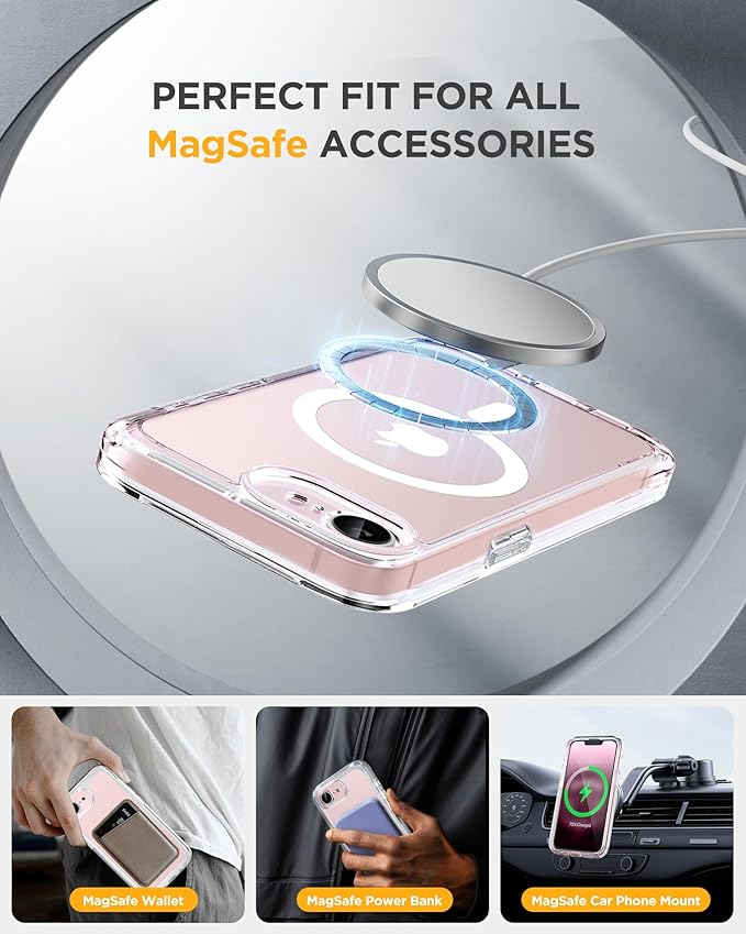 Miracase for iPhone 17e Case & iPhone 16e Case, Full-Body Phone with Built-in Glass Screen Protector, [Magnetic with MagSafe] Military Drop Proof 17 E/ 16 E Cover Bumper 6.1 inch, Clear
