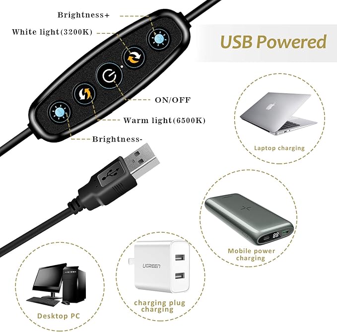 Video Conference Lighting,Webcam Lighting,Ring Light for Monitor Clip On,Zoom Call Lighting, Remote Working, Distance Learning,Self Broadcasting and Live Streaming, Computer Laptop