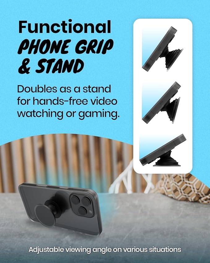 On The Grip Universal Phone Grip & Stand, Genuine Natural Gemstone/Seashell, Strong Adhesive Finger Holder, Collapsible Socket for iPhone, Samsung Galaxy, Kindle and Tablets (Leopard)