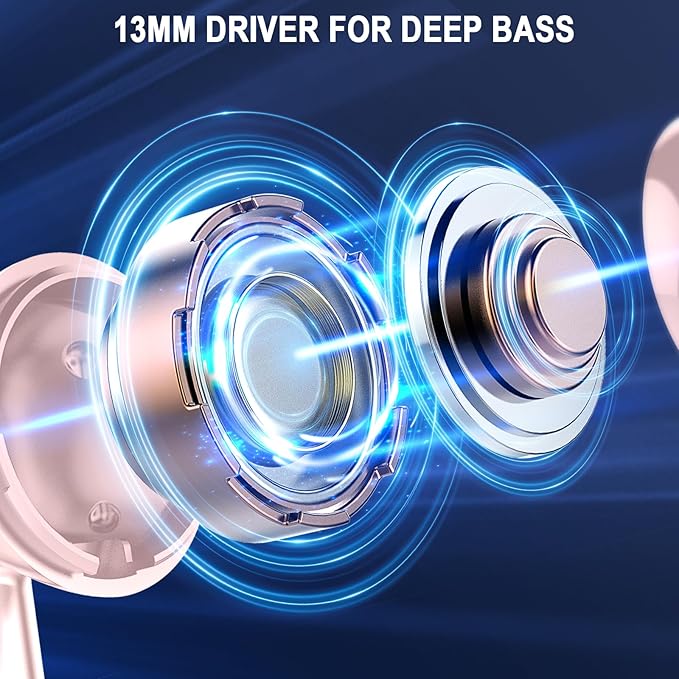 Wireless Earbuds, Bluetooth 5.4 Ear Buds LED Power Display Headphones Bass Stereo, Bluetooth Earbuds in-Ear Noise Cancelling Mic, 40H Playback Mini Case IP7 Waterproof Sports Earphones for Android iOS