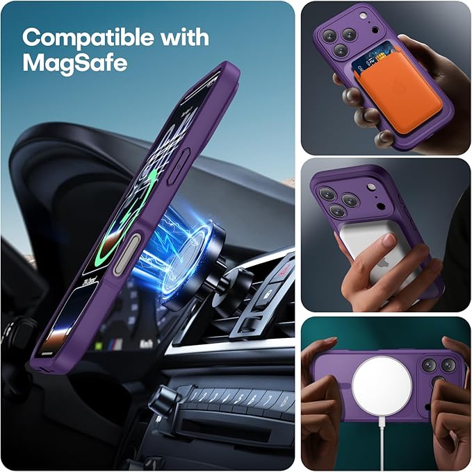 ImpactStrong Magnetic Guard Designed for iPhone 17 Pro Max Case [Camera Protection] [Military Grade Drop Tested] [Compatible with MagSafe] Slim Translucent Matte Phone Case (6.9") - Purple