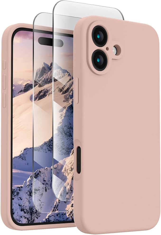 FireNova Designed for iPhone 16 Plus Case, Silicone Upgraded [Camera Protection] Case, Soft Anti-Scratch Microfiber Lining Inside, 6.7 inch, Pinksand