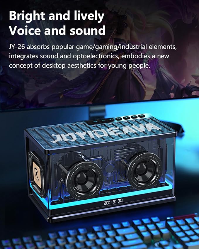 Bluetooth Speaker Ultra Heavy Bass 40W RGB Light Cyber Mechanical Industrial Style Bluetooth 5.0 Wireless Stereo Sound Speaker for Indoor and Computer Room (Black)