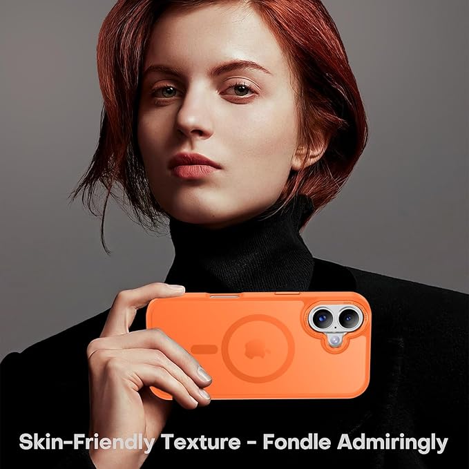Newfuture Magnetic for iPhone 17 Case [Compatible with Magsafe] [Military Grade Drop Protection] Translucent Matte Anti-Scratch Shockproof Protective Phone Cover 6.3 Inch, Orange