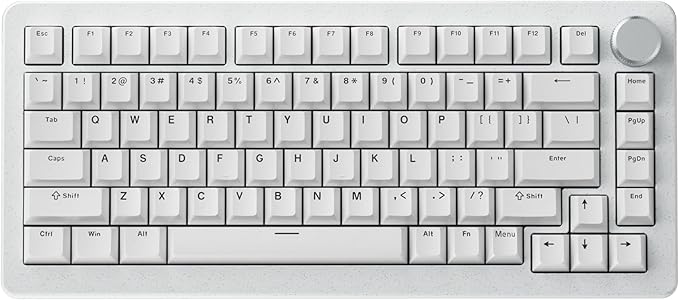 DrunkDeer A75 Pro Rapid Trigger Mechanical Gaming Keyboard HE Hall Effect Silent Magnetic Switch Adjustable Actuation PBT Keycap Cherry Profile RGB 75% 82Keys ANSI Wired with Knob,White