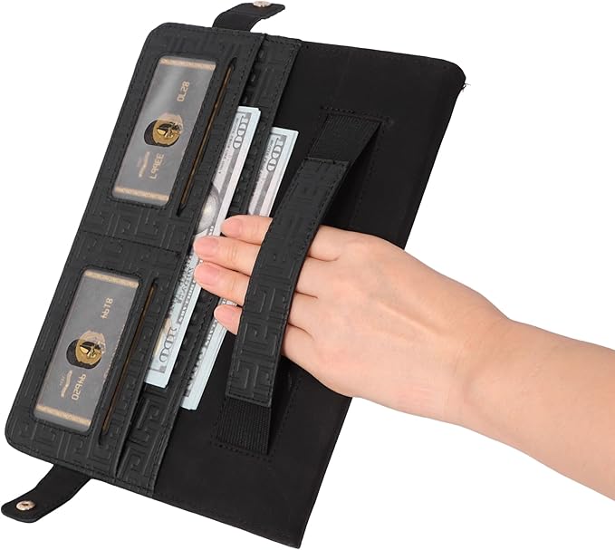 Handbag Case for iPad 9.7 Inch 2018/2017 (6th/5th Gen), iPad Air 2/Pro 9.7 Cover, Techcircle Cute Folio Stand Wallet Case w/Pencil Holder, Card Slots, Hand Strap, Shoulder Strap, Black