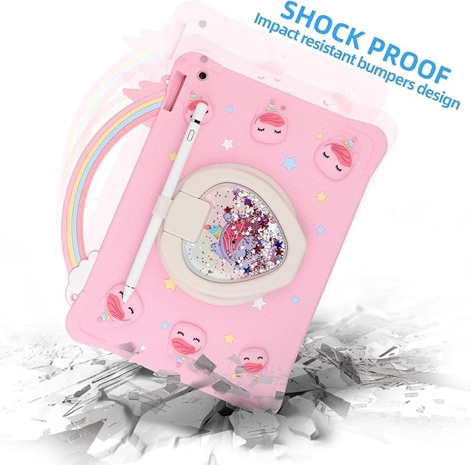[Super Cute Rainbow Unicorn Case] Cytec Kids Adorable Case for iPad Pro 11 inch (1st, 2nd, 3rd & 4th Gen) 2018/2020/2021/2022 with 360° Rotating Stand