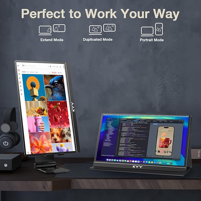 KYY 4K Portable Monitor – 15.6" UHD IPS Travel Display, Slim & Lightweight Design, HDMI & USB-C Inputs, Perfect for PS5, Xbox, Switch, Laptops, Phones, and On-the-Go Professionals, K5