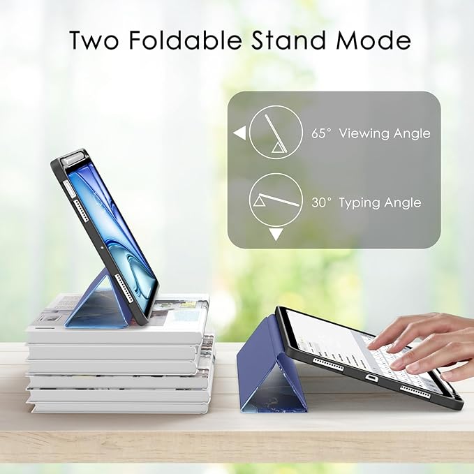 Soke Case for New iPad Air 11 Inch (M4/M3/M2, 2026-2024), iPad Air 5th/4th Generation 10.9 Inch (2020-2022) with Pencil Holder, Soft TPU Back Cover & Auto Sleep/Wake, Ocean Marble