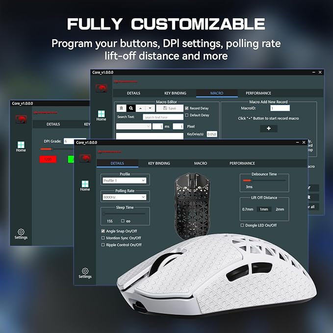 MAMBASNAKE M5 Ultra Carbon Fiber 8KHz Wireless Gaming Mouse,PAW3950MAX Sensor 42K DPI,39g Lightweight Tri-Mode 2.4GHz/BT/Wired Computer Mice,Web Driver Support,for Win/Mac/FPS/MOBA/Esports-White (B)