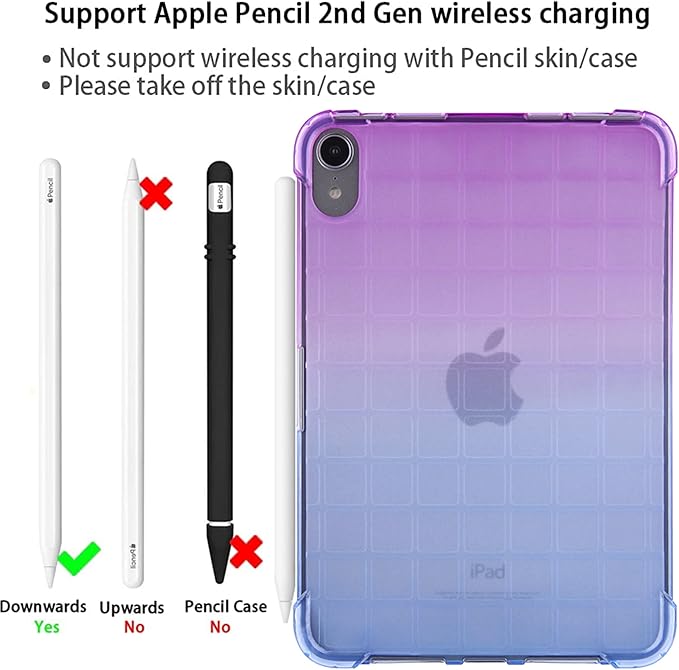Translucent Case for iPad mini 7 A17 Pro 2024 & iPad mini 6 2021, Frosted Back Soft TPU Shockproof Matte Clear Silicone Bumper Shell for iPad mini 7th/6th Generation 8.3 inch, Purple & Blue