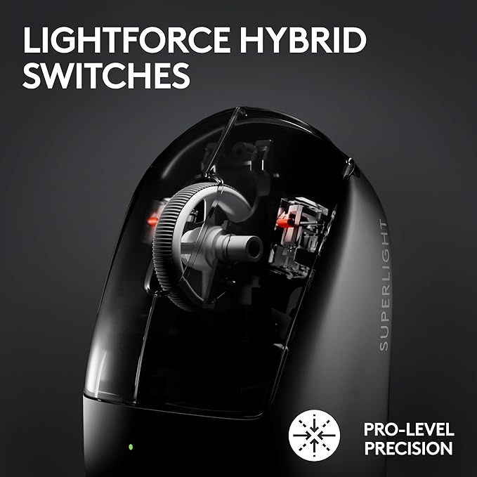 Logitech PRO X Superlight 2 Wireless Gaming Mouse, Black | Ultra-Lightweight, Hero 2 Sensor, 44k DPI, 5 Programmable Buttons, Lightspeed Wireless, PC/Mac | with Signature Series Charging Dock