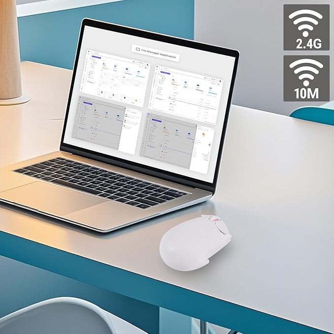 elec Space Cute Pig Design Wireless Mouse Dual Mode Bluetooth & USB Mouse, Silent Operation, Ergonomic, Perfect for Laptops & PCs, Ideal Gift for Animal Lovers and Family (White)