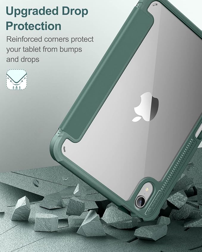 Case for iPad mini 7 (A17 Pro) 2024 & iPad mini 6 2021 Case, [Built-in Screen Protector][Auto Sleep/Wake][Pencil Holder] iPad mini 6th Generation 8.3-inch Soft Leather Flip Cover with Stand, Green