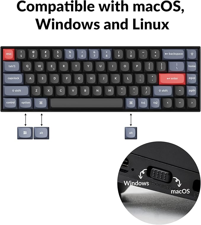 Keychron K6 Pro Wireless Custom Mechanical Keyboard, QMK/Launcher Programmable Macro, Hot-Swappable Keychron K Pro Red Switch Keyboard, 65% Layout RGB Backlit Office Keyboard for Mac Windows Linux