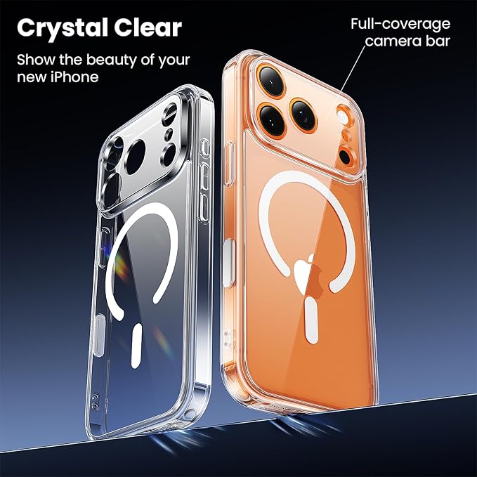 Anti-Yellowing for iPhone 17 Pro Max Case with 2X Screen Protectors, [Compatible with MagSafe] [12FT Military Grade Drop] Slim Thin Phone Cover 6.9 Inch,Clear