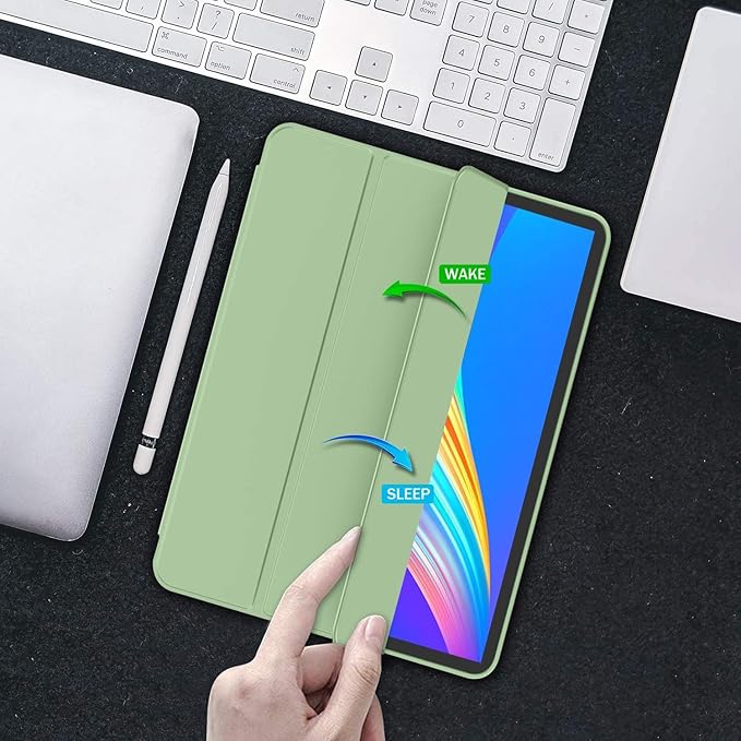 iMieet Case for iPad Pro 11 Inch (M5) 2025 /(M4) 2024 5th Gen, Trifold Stand Smart Cover with Pencil Holder and Soft TPU Back, Auto Wake/Sleep (Matcha Green)