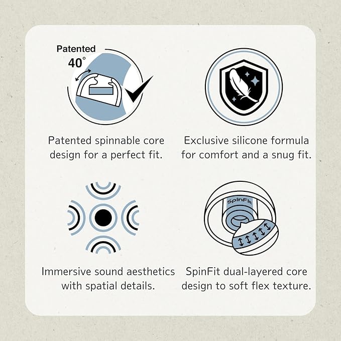 SpinFit Omni for True Wireless Earbuds & IEMs - L - Patented Silicone Eartips for Replacement (1 Pair) (3.7 mm Nozzle Dia.)