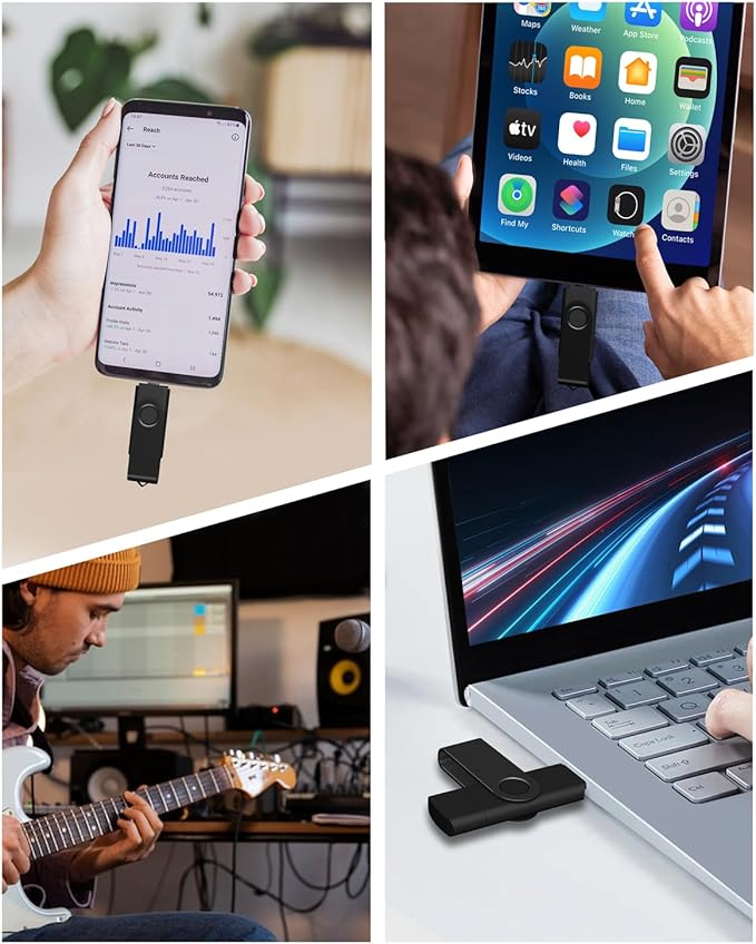 AreTop 128GB USB C Thumb Drive Dual USB 3.0 Flash Drive 128GB USB Drive Swivel Design 2-in-1 Portable Type-C Memory Stick for Android Smartphone, Computers, MacBook, Tablets, PC, 1 Pack, Black