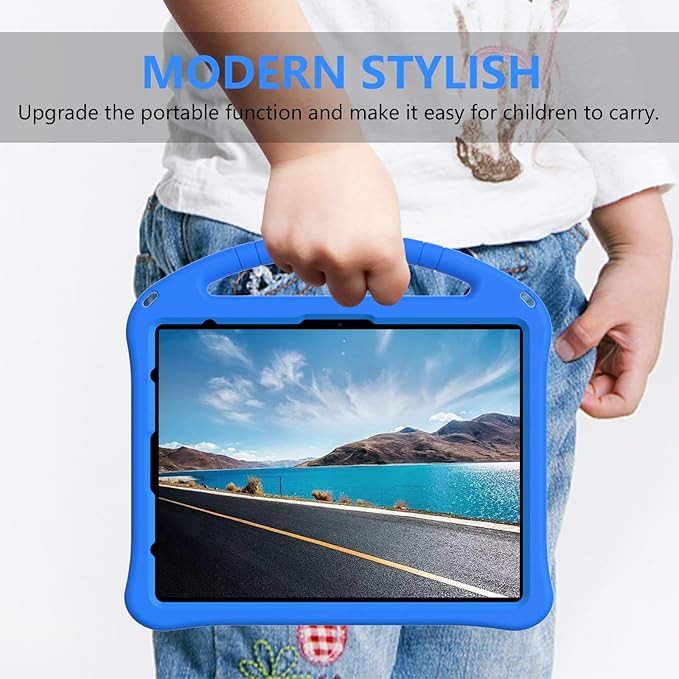 YRH Kids Case for iPad Air 13-in. M4/M3/M2 (2026/2025/2024), for iPad Pro 13-in. M5/M4 (2026/2024), with Strap Handle Stand, Blue
