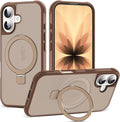SKYLMW Compatible with iPhone 17 Case with Invisible Magnetic O-Ring Stand Military-Grade Translucent Phone Case for iPhone 17 6.3" [Compatible with Mag-Safe][Great Grip Feeling],Desert Brown