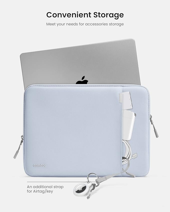 tomtoc 360° Protective Laptop Sleeve for 15-inch New MacBook Air M5/A3448 (2026), M4/A3241, M3/A3114, M2/A2941, Water-Resistant Laptop Case Fits 15-inch MacBook Pro A1990 A1707 & Surface Laptop AI PC