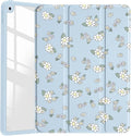 JOYLAND Countryside Style Floral Pattern Case for iPad Pro 12.9" 6th/5th/4th/3rd Generation (2022/2021/2020/2018), Transparent Acrylic Hard Back Case with Pencil Holder Trifold Stand Tablet Cover